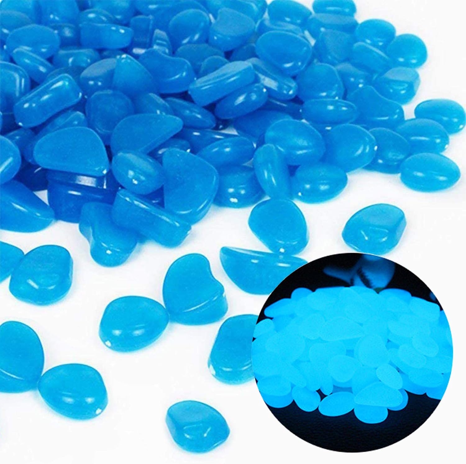 Aquarium Plant Delivery - Fish Tank Rocks Glow Blue Pebbles